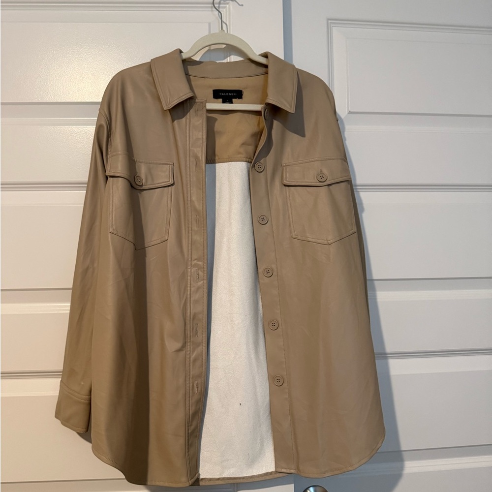 Tan Oversized Button-Up Shirt